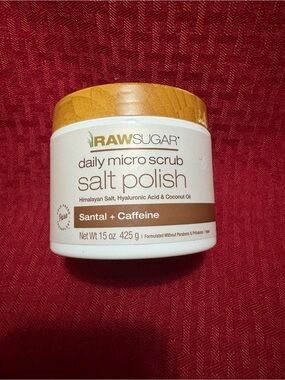 Raw Sugar Santal + Caffeine Daily Micro Scrub Salt Polish - White & Brown